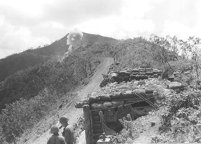 Company E's position on north rim of the Punchbowl, 9 August 1952
